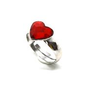 Bague Cœur Cristal Rouge