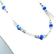 Collier Yeux de Chat Bleu Jean