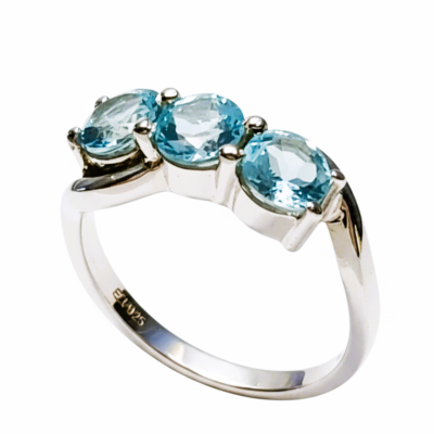 Bague Trio Topaze Bleue