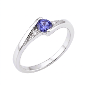 Bague Tanzanite 4mm et Saphirs