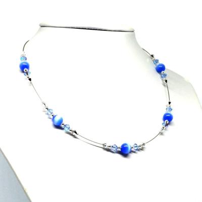 Collier Yeux de Chat Bleu Jean