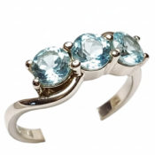 Bague Trio Topaze Bleue
