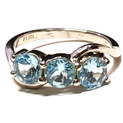 Bague Trio Topaze Bleue