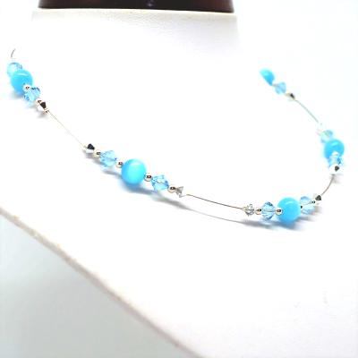 Collier Yeux de Chat Bleu Ciel