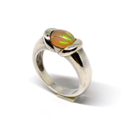 Bague spinner opale brute d'Ethiopie, taille 63 ou 10.5 US : une